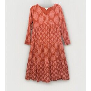 Wonderly Maxi Peasant Dress Women’s M Terracotta 100% Cotton Gauze Tiered Boho